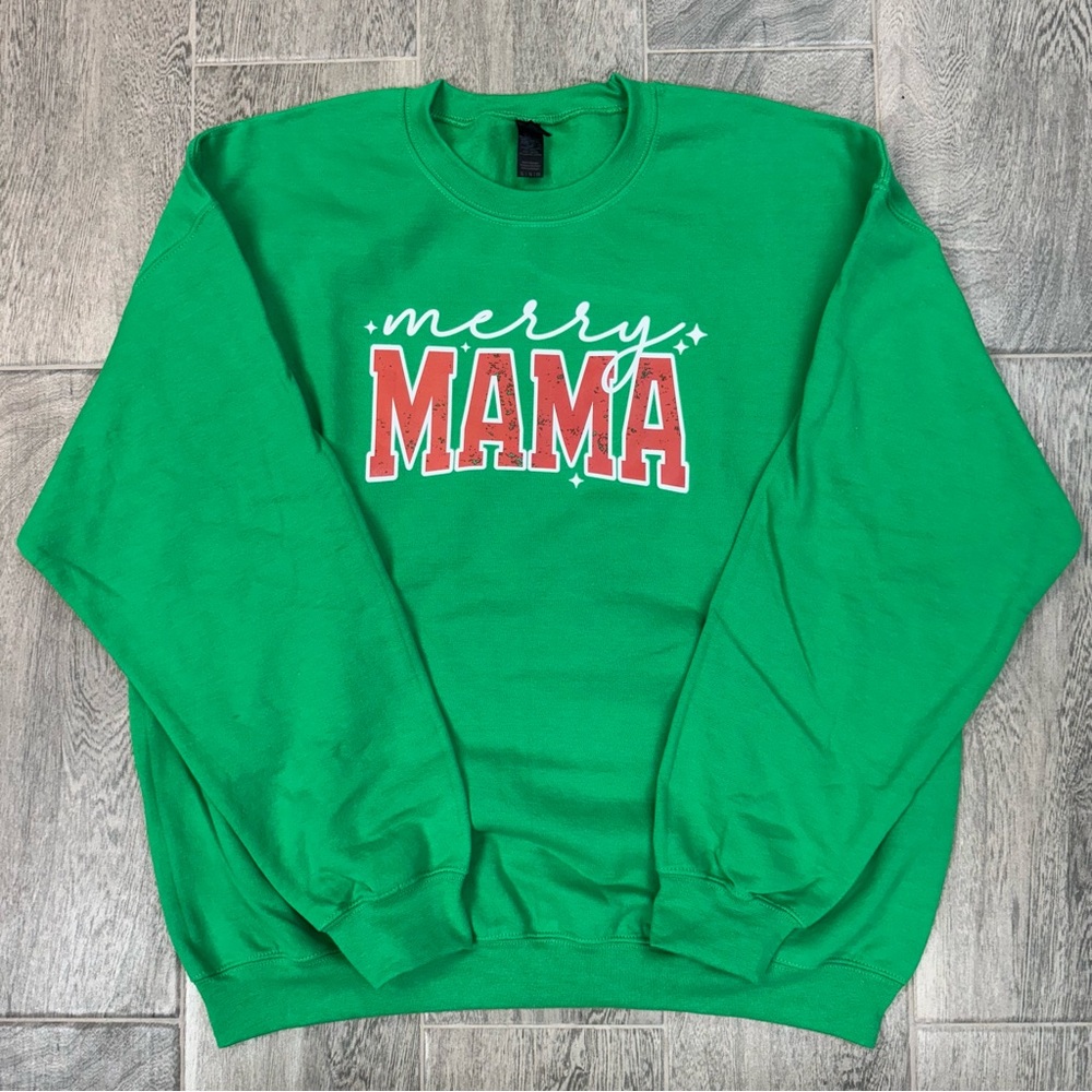 Gildan Green Merry Mama Sweatshirt